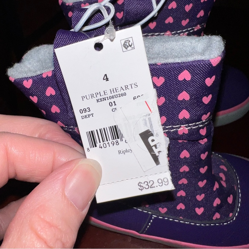 See Kai Run Kids Boots in Purple with Pink Hearts - Picture 7 of 16